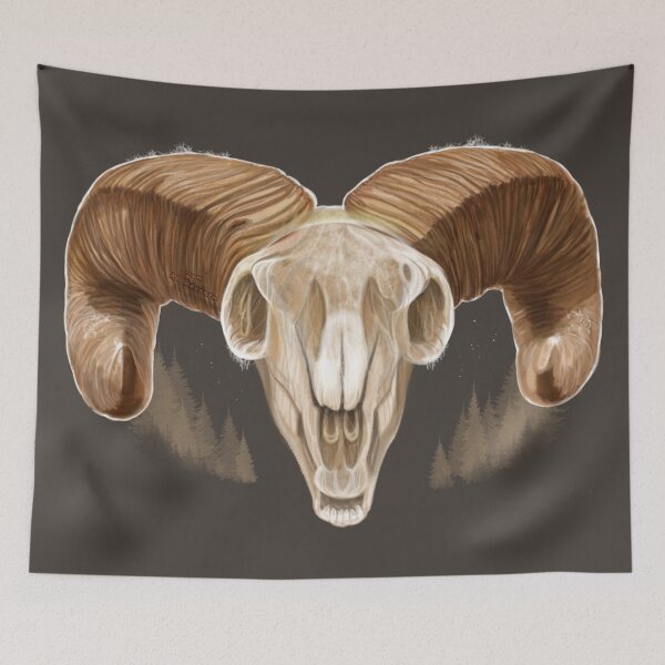 Item preview, Big Horn Sheep Skull, handpainted Painting designed and sold by AK-Hevonen.