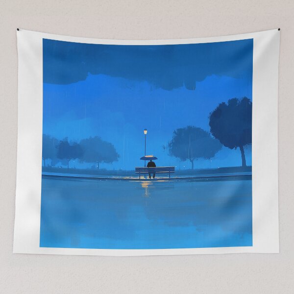 Item preview, Lone Figure on Rainy Bench designed and sold by Christian Weiss.