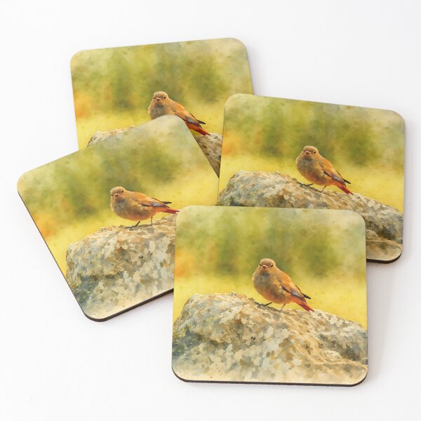 Item preview, Watercolor Bird on Rock – Nature Art by M.A.L.K designed and sold by M.ALK.Watercolor.