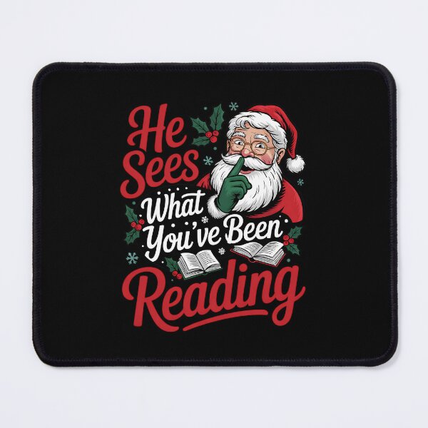 Item preview, He Sees What You've Been Reading Funny Bookish Christmas designed and sold by BakeryDozen.