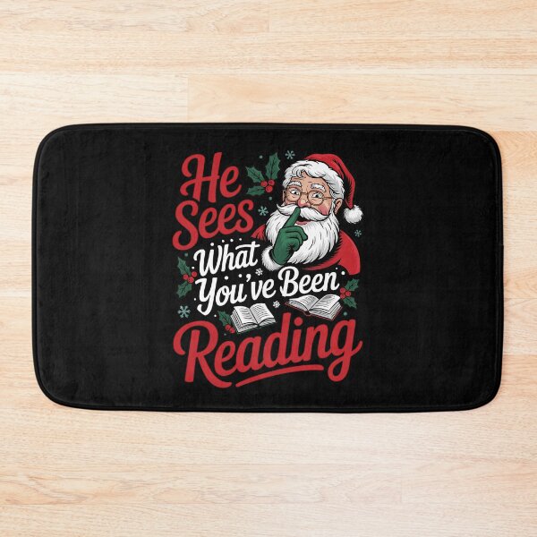 Item preview, He Sees What You've Been Reading Funny Bookish Christmas designed and sold by BakeryDozen.