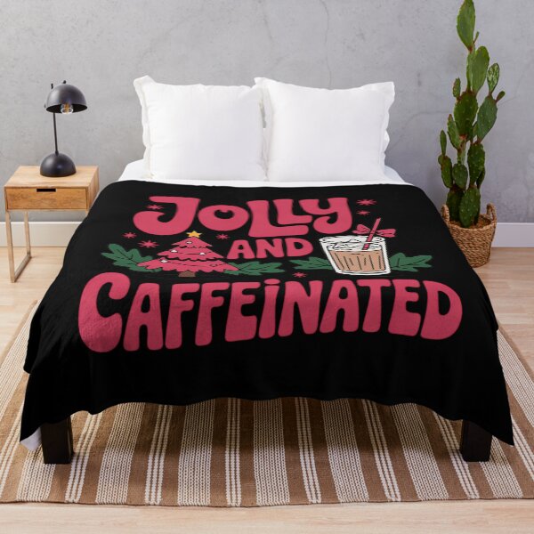 Item preview, Jolly and Caffeinated Christmas Merry Christmas Coffee Quote designed and sold by BakeryDozen.