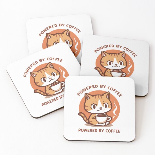 Item preview, Vintage Cat Powered By Coffee – Funny Retro Coffee Lover Design designed and sold by FlorianDIY.