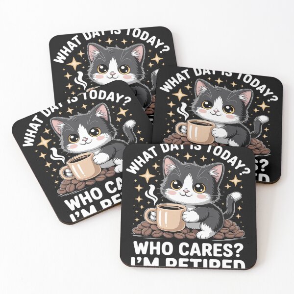 Item preview, What Day Is Today Who Cares I'm Retired Cat Coffee designed and sold by RoyTill0Art.