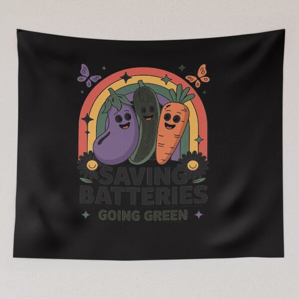 Item preview, Saving Batteries Going Green Vegetarian Vegan Planet Earth designed and sold by OlafLica.