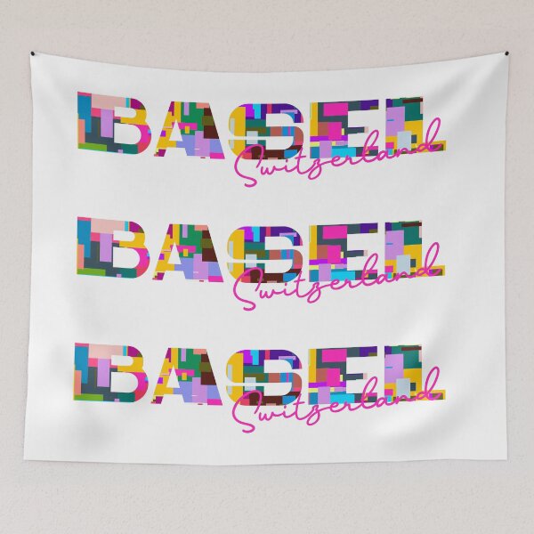 Item preview, Basel, Switzerland, Vibrant Abstract City Typography Art designed and sold by Wanderful-roads.