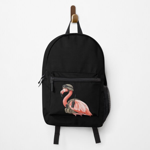 Item preview, Pink Flamingo With Full Military Gear Helmet Goggles Radio designed and sold by DetroitMug.