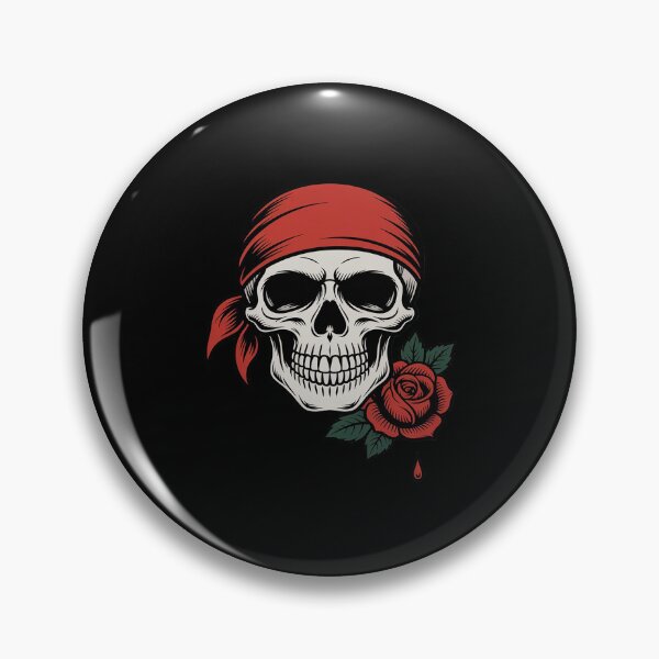 Artikelvorschau, Piratenschädel mit gekreuzten Knochen, rote Handblume für Halloween entworfen und verkauft von DetroitMug.
