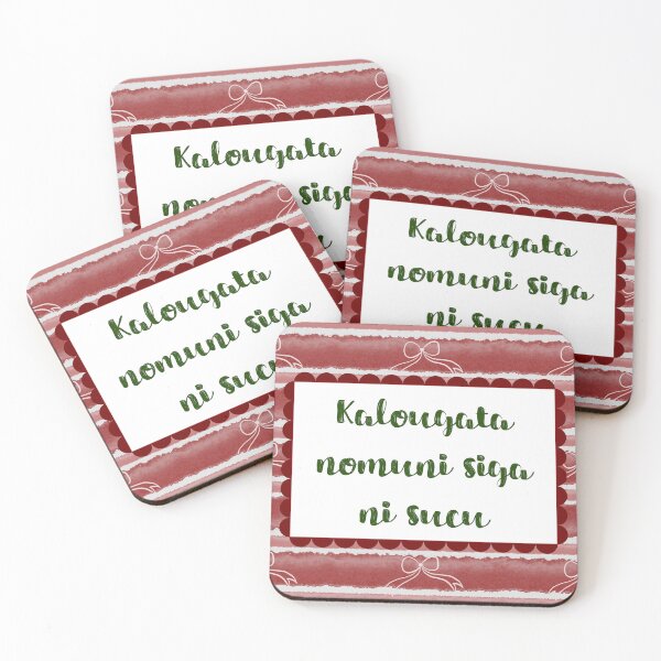 Item preview, Fijian Kalougata Nomuni Siga ni Sucu Print – Red Stripes Pink Bows designed and sold by lolomastudio.