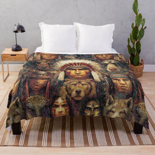 Item preview, A montage of warrior portraits and their wolf spirits. designed and sold by Piotrek0001.
