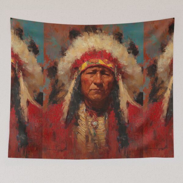Item preview, An oil painting portrait of a dignified tribal chief. designed and sold by Piotrek0001.
