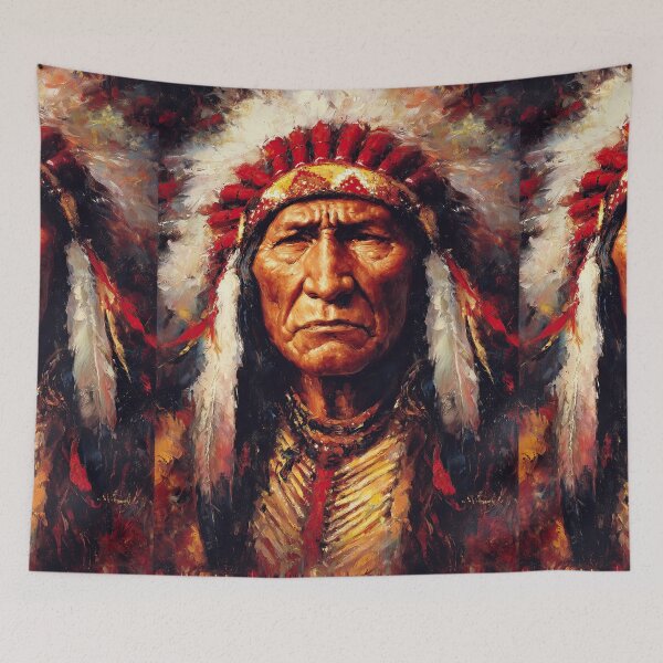 Item preview, An intense painted portrait of an elder chief's gaze. designed and sold by Piotrek0001.