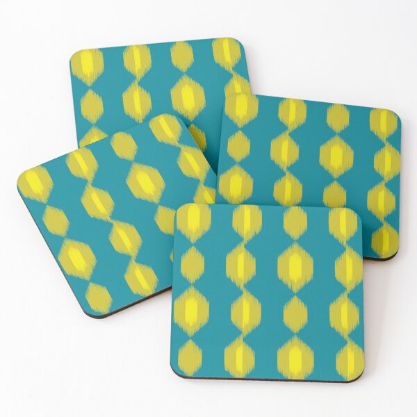 Item preview, Ikat Hex Flow in Antique Gold on Ocean Teal designed and sold by colorofmagic.