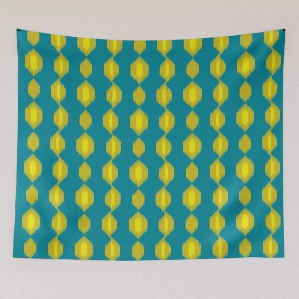 Item preview, Ikat Hex Flow in Antique Gold on Ocean Teal designed and sold by colorofmagic.