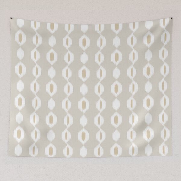 Item preview, Ikat Hex Flow in white on linen designed and sold by colorofmagic.