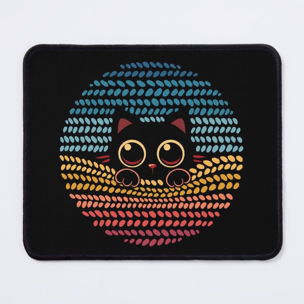 Item preview, Cozy Retro Cat – Cute Black Cat Peeking in Colorful Warm Pattern designed and sold by erion5k.