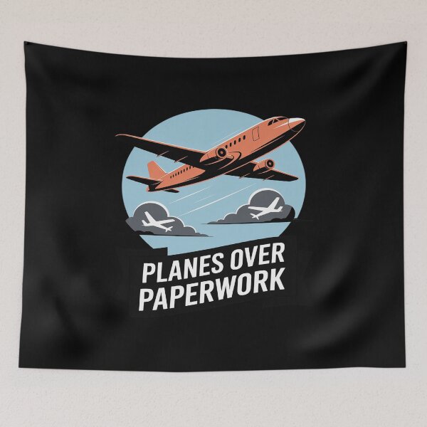 Item preview, Planes Over Paperwork Travel Quote Wanderlust Graphic designed and sold by CultureSpec.