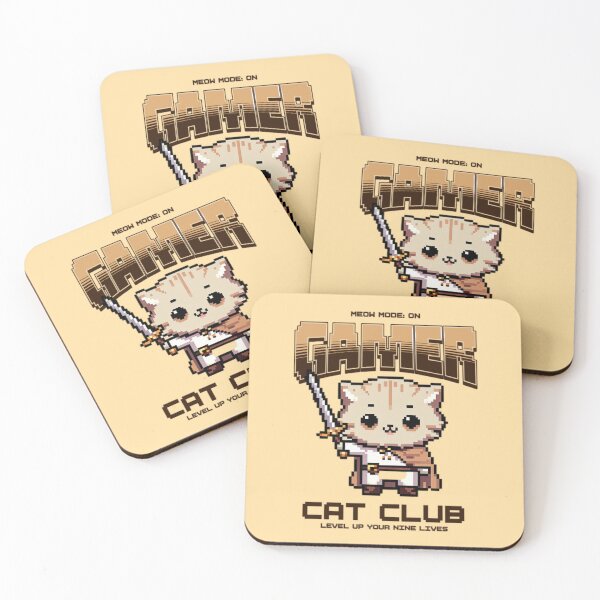 Item preview, Gato Gamer Club Pixel Art: Meow Mode On with Sword designed and sold by Crowniex.