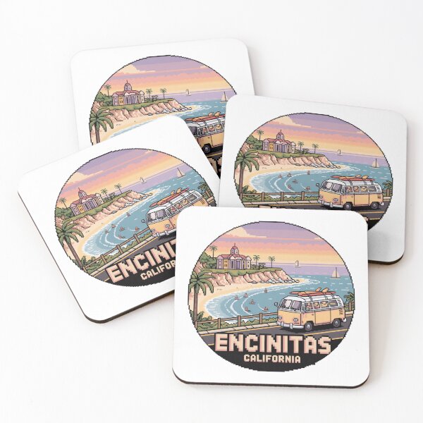 Item preview, Encinitas California Pixel Art Coastal Surf Design designed and sold by CircinusStore.