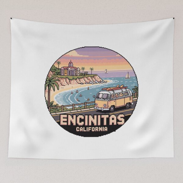 Item preview, Encinitas California Pixel Art Coastal Surf Design designed and sold by CircinusStore.