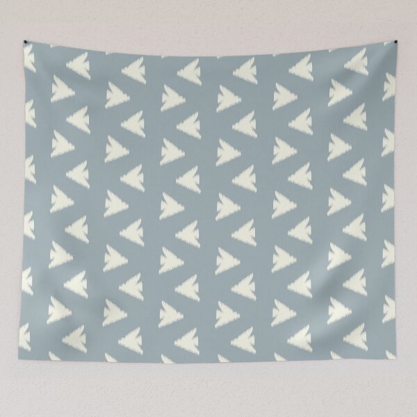 Item preview, Ikat Bird Flow in Ivory on Silver Blue designed and sold by colorofmagic.