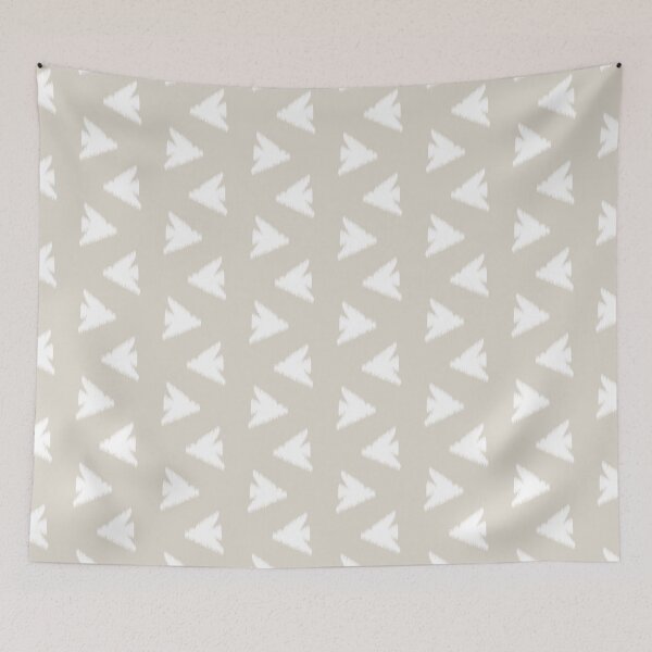 Item preview, Ikat Bird Flow in white on linen designed and sold by colorofmagic.