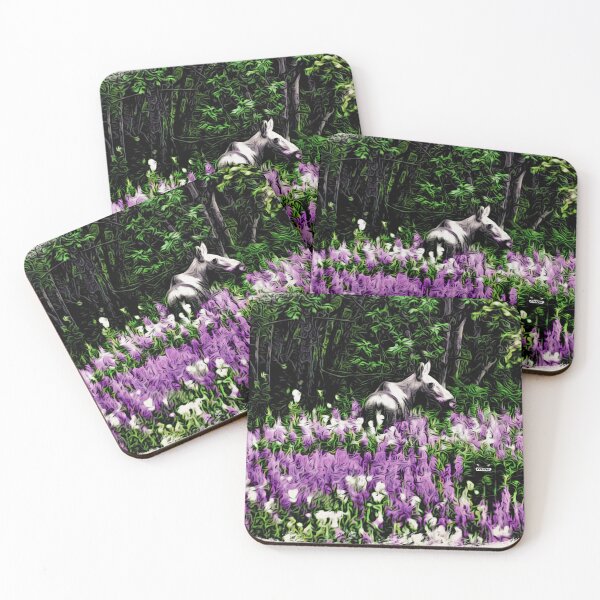 Item preview, A moose in spring on the Lofoten Islands – Moku-Hanga style / Swiss Artwork Photography designed and sold by Raphael Wolf.