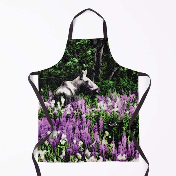 Item preview, A moose in spring on the Lofoten Islands – Moku-Hanga style / Swiss Artwork Photography designed and sold by Raphael Wolf.