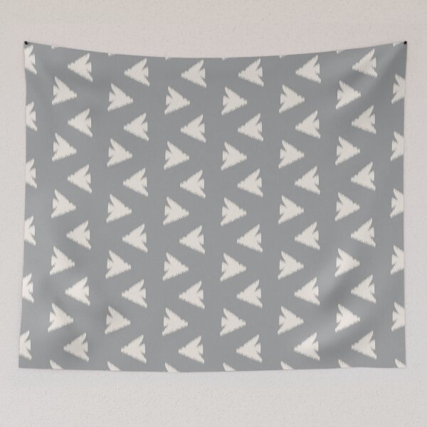 Item preview, Ikat Bird Flow in Pearl on Iron Gray designed and sold by colorofmagic.