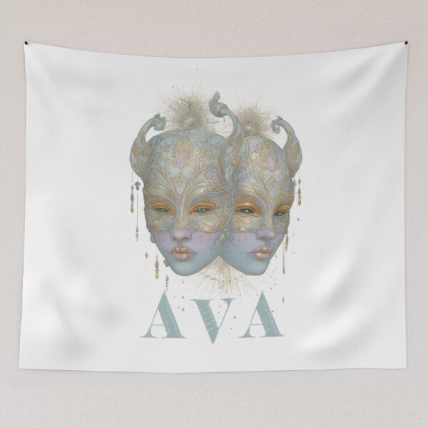 Item preview, Ava – Gemini Zodiac Twin Mask Design designed and sold by AlexLineArt.