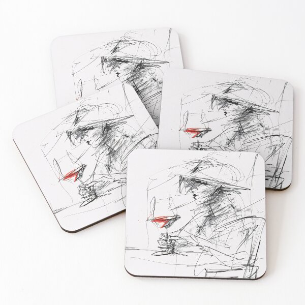 Item preview, Abstract Lady with Red Wine — Modern Line Sketch designed and sold by SleekLineSketches.