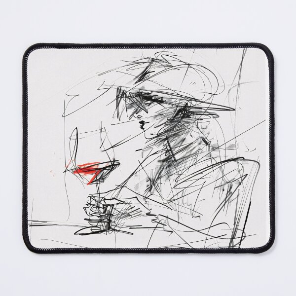 Item preview, Abstract Lady with Red Wine — Modern Line Sketch designed and sold by SleekLineSketches.