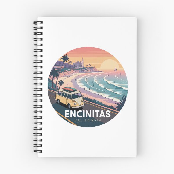 Item preview, Encinitas California Coastal Sunset Surf Illustration designed and sold by CircinusStore.