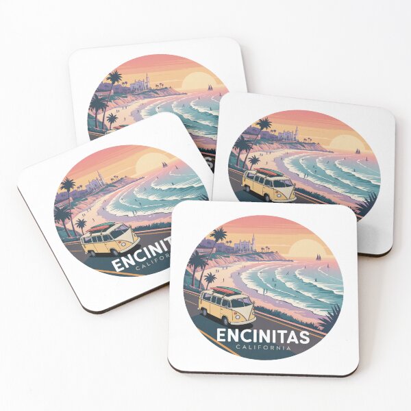 Item preview, Encinitas California Coastal Sunset Surf Illustration designed and sold by CircinusStore.