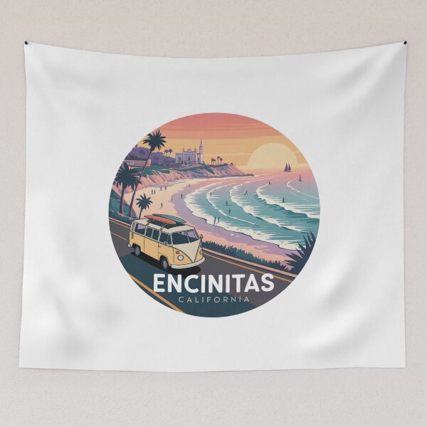 Item preview, Encinitas California Coastal Sunset Surf Illustration designed and sold by CircinusStore.