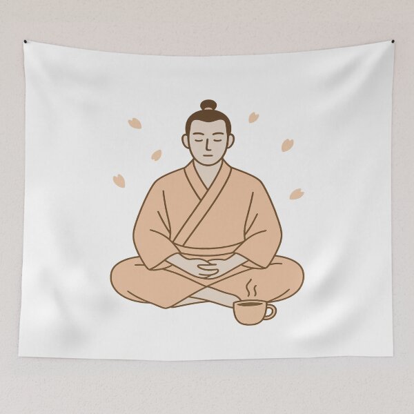 Item preview, Zen Samurai Coffee Ritual – Minimalist Japanese Meditation Art designed and sold by Globalcitytees.