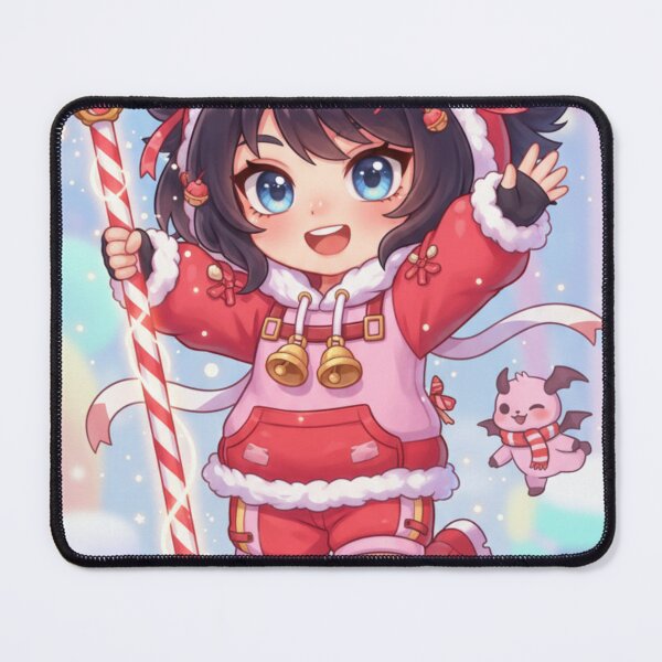 Item preview, Snow Power Chibi Girl – Christmas Candy Cane Magical Art Print designed and sold by Ellie Creations.