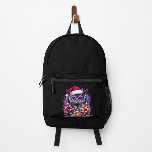 Item preview, Christmas Owl With Fairy Lights – Neon Owl DJ With Santa Hat | Cute Holiday Design designed and sold by ColorSplash123.