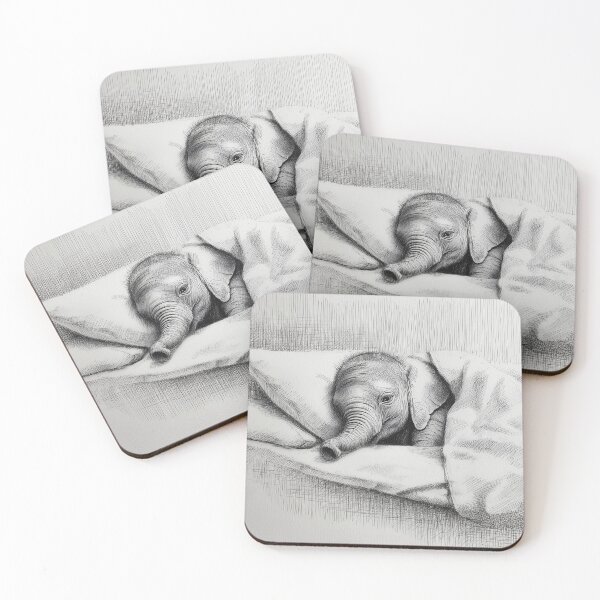 Item preview, Elephant Calf Snuggled in Bed designed and sold by lautir.