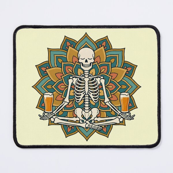 Item preview, Meditating Skeleton with Beer – Funny Yoga Mandala Drinking Design designed and sold by Imaginationbeyond.