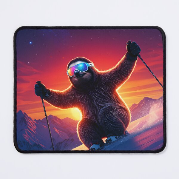 Item preview, Sloth Skiing Retro Sunset designed and sold by AnimalAirtistry.