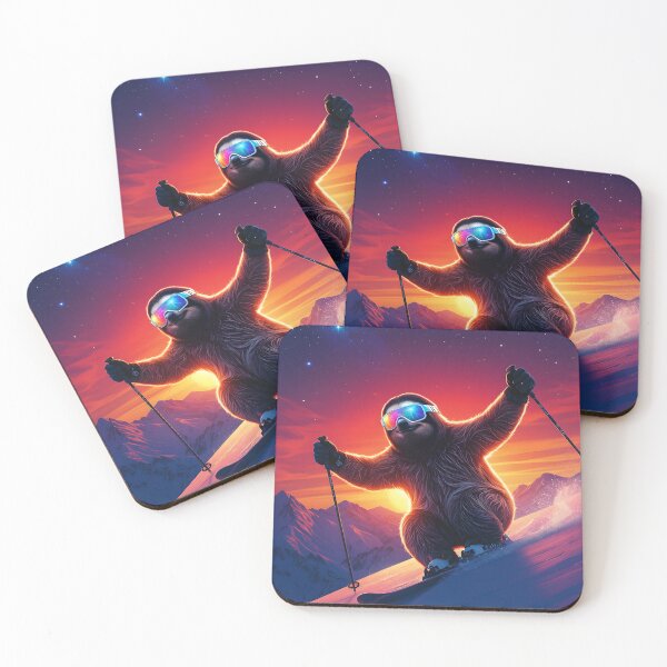 Item preview, Sloth Skiing Retro Sunset designed and sold by AnimalAirtistry.