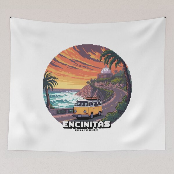 Item preview, Encinitas California Retro Pixel Coastal Road Trip designed and sold by CircinusStore.