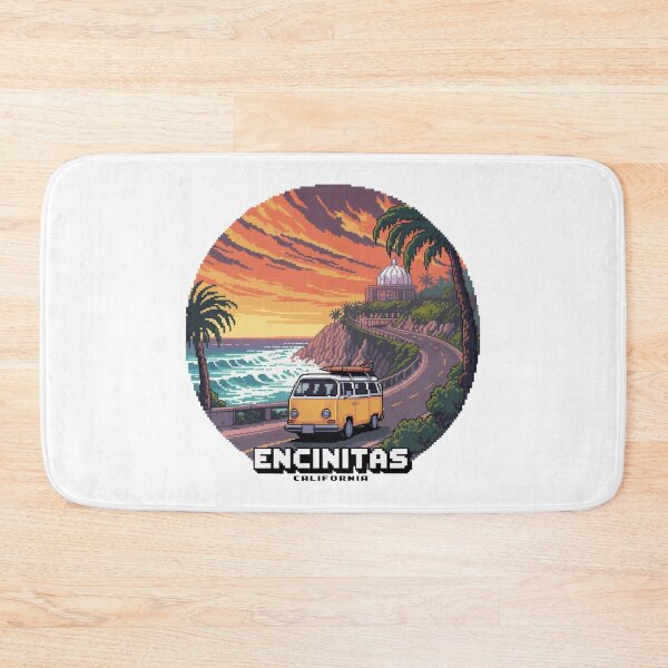 Item preview, Encinitas California Retro Pixel Coastal Road Trip designed and sold by CircinusStore.