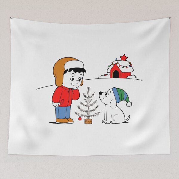 Item preview, Boy and Dog Under the Christmas Tree designed and sold by SztylishDesigns.