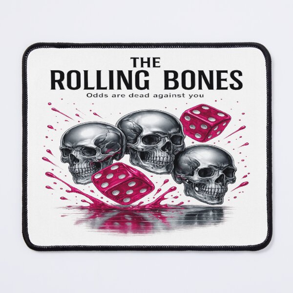 Item preview, Rolling The Bones Skull & Dice Neon Magenta Dark Humor Art designed and sold by POD DYNASTY | Original Print On Demand T-Shirt Graphics.