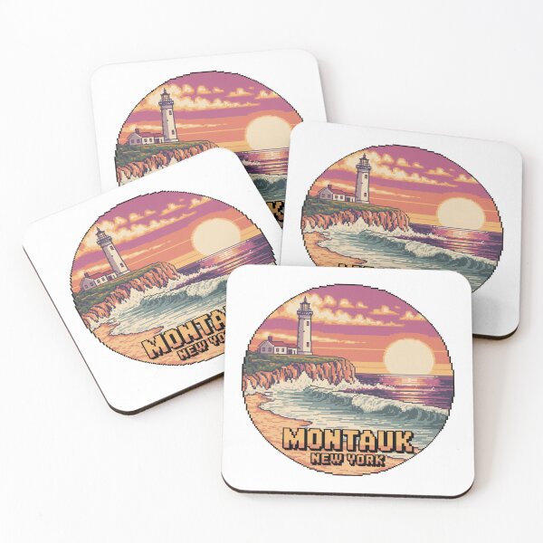 Item preview, Montauk New York Pixel Art Lighthouse Sunset designed and sold by CircinusStore.