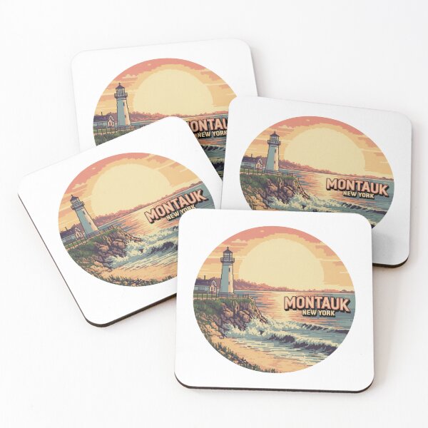 Item preview, Montauk New York Pixel Art Ocean Sunset Lighthouse designed and sold by CircinusStore.