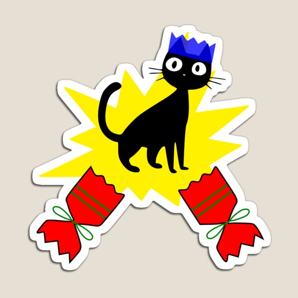 Item preview, Black Cat in Paper Crown and Christmas Cracker designed and sold by RubberBandBall.