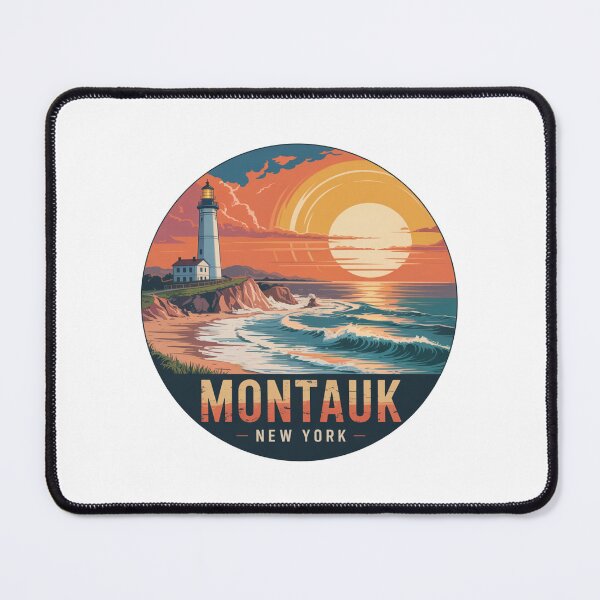 Item preview, Montauk New York Retro Travel Lighthouse Sunset Art designed and sold by CircinusStore.